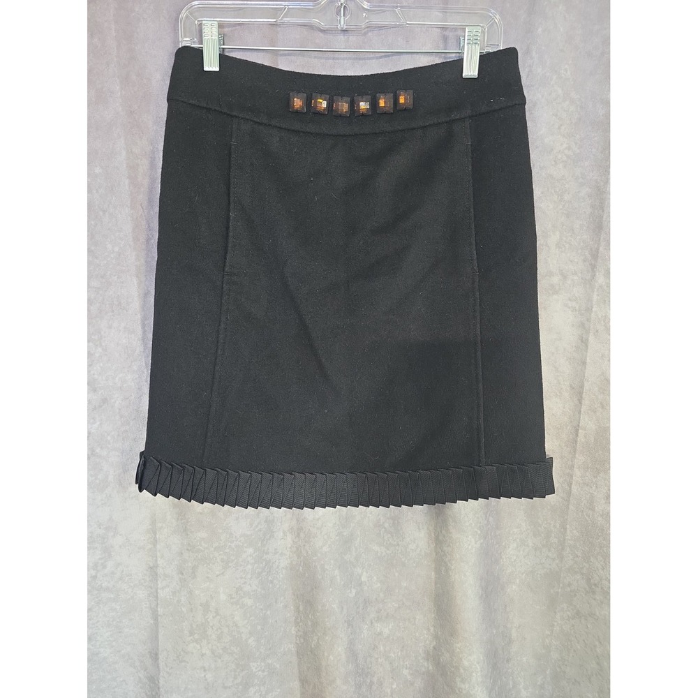 Escada Sport Mini Skirt Pleated Hem Embellished Waist Ban Size 36 Preppy Old Mon